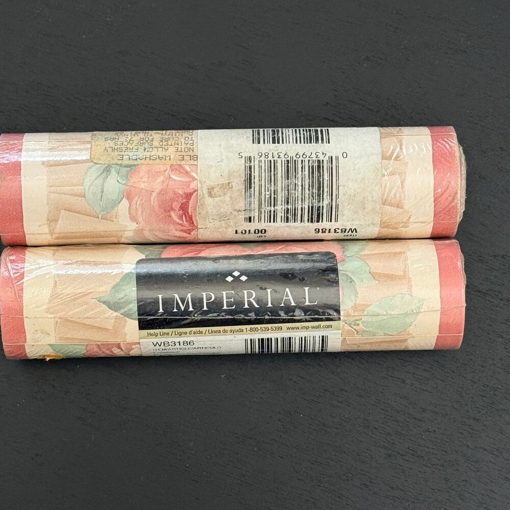 Imperial WB3186 Rose Floral Prepasted Wallpaper Border 5 Yd Lot 2 Rolls